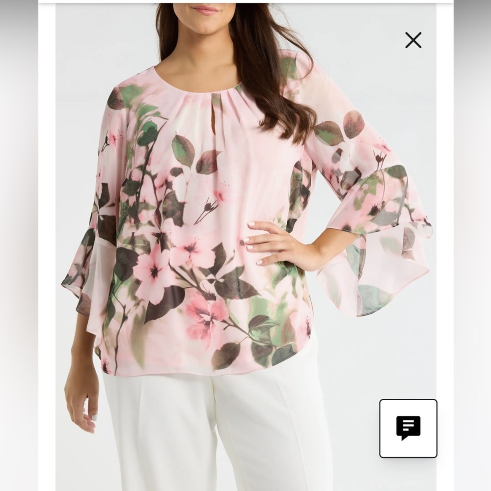 New Print Flutter Sleeve Top KASPER